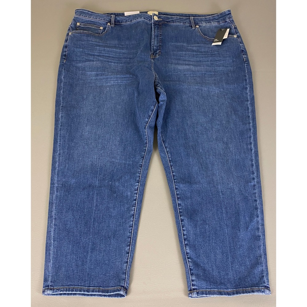 Eloquii The Leigh Slim Jean Women's Plus Size 28 Crop Jeans Denim Blue New NWT‎